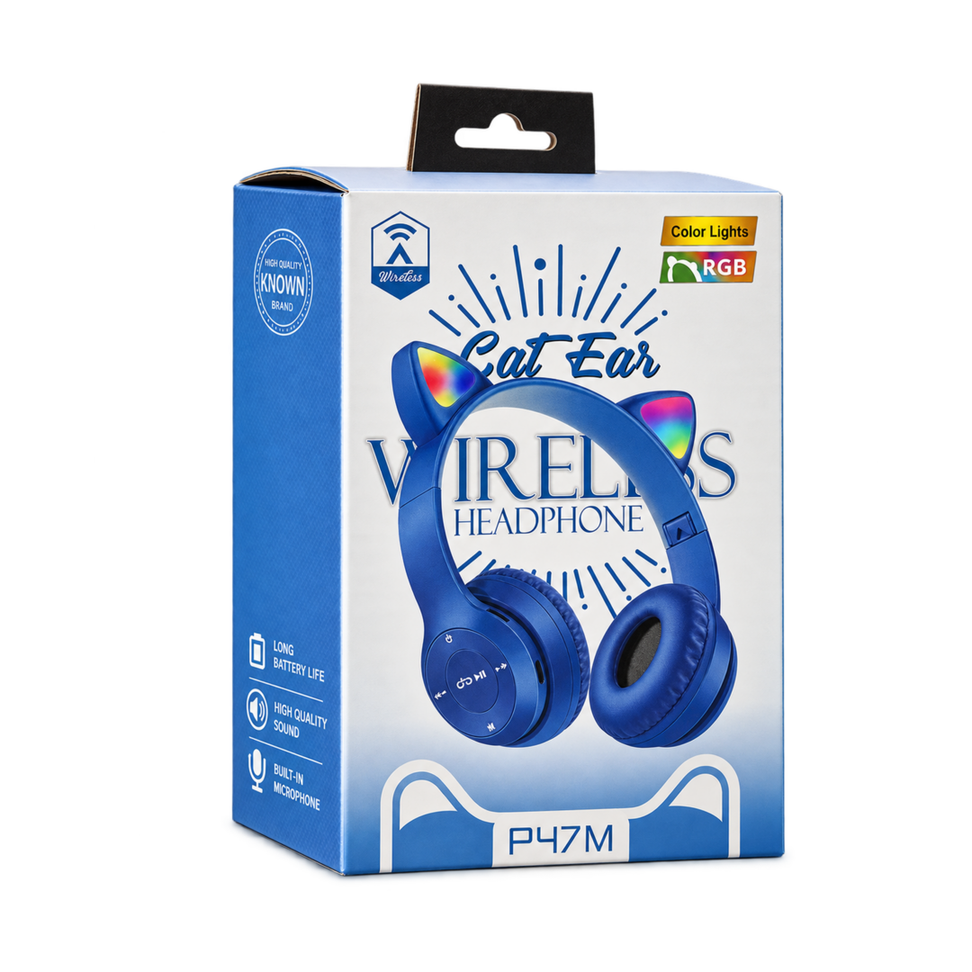 P47M RGB Cat Ear Wireless Headphones — navy 03