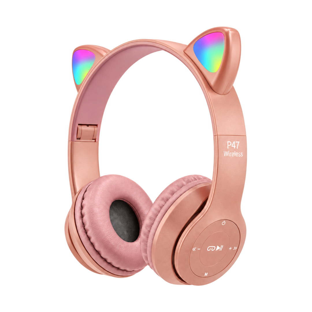 P47M RGB Cat Ear Wireless Headphones — pink 02
