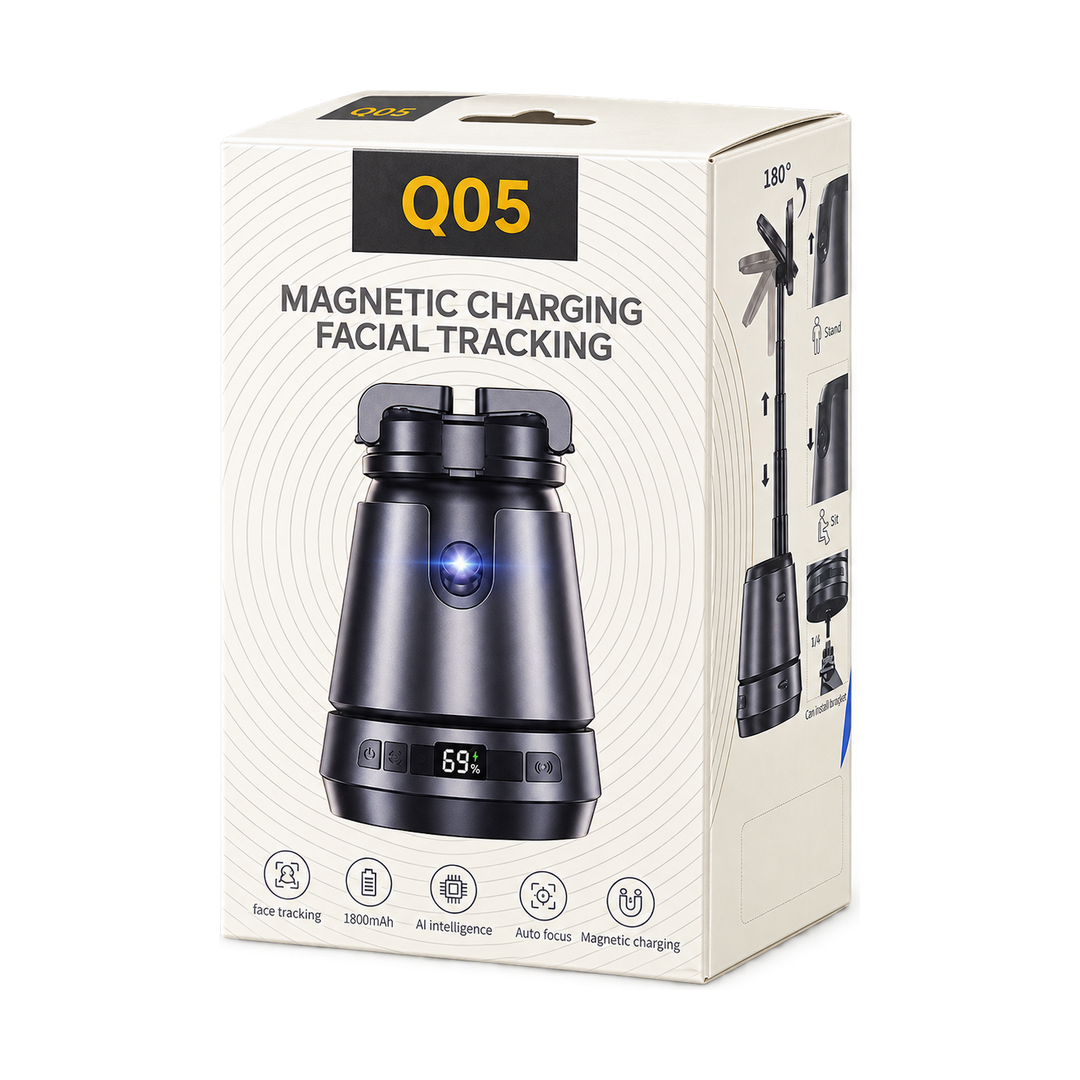 Q05 Face-Tracking Phone Holder with Magnetic Charging — black packaging