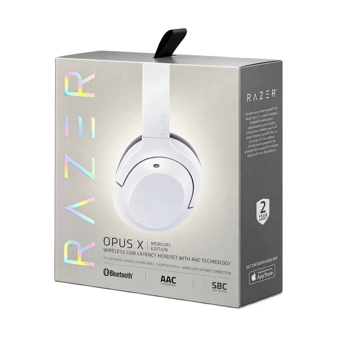 Razer Opus X Legacy Edition Wireless ANC Headset - Mercury — box front back