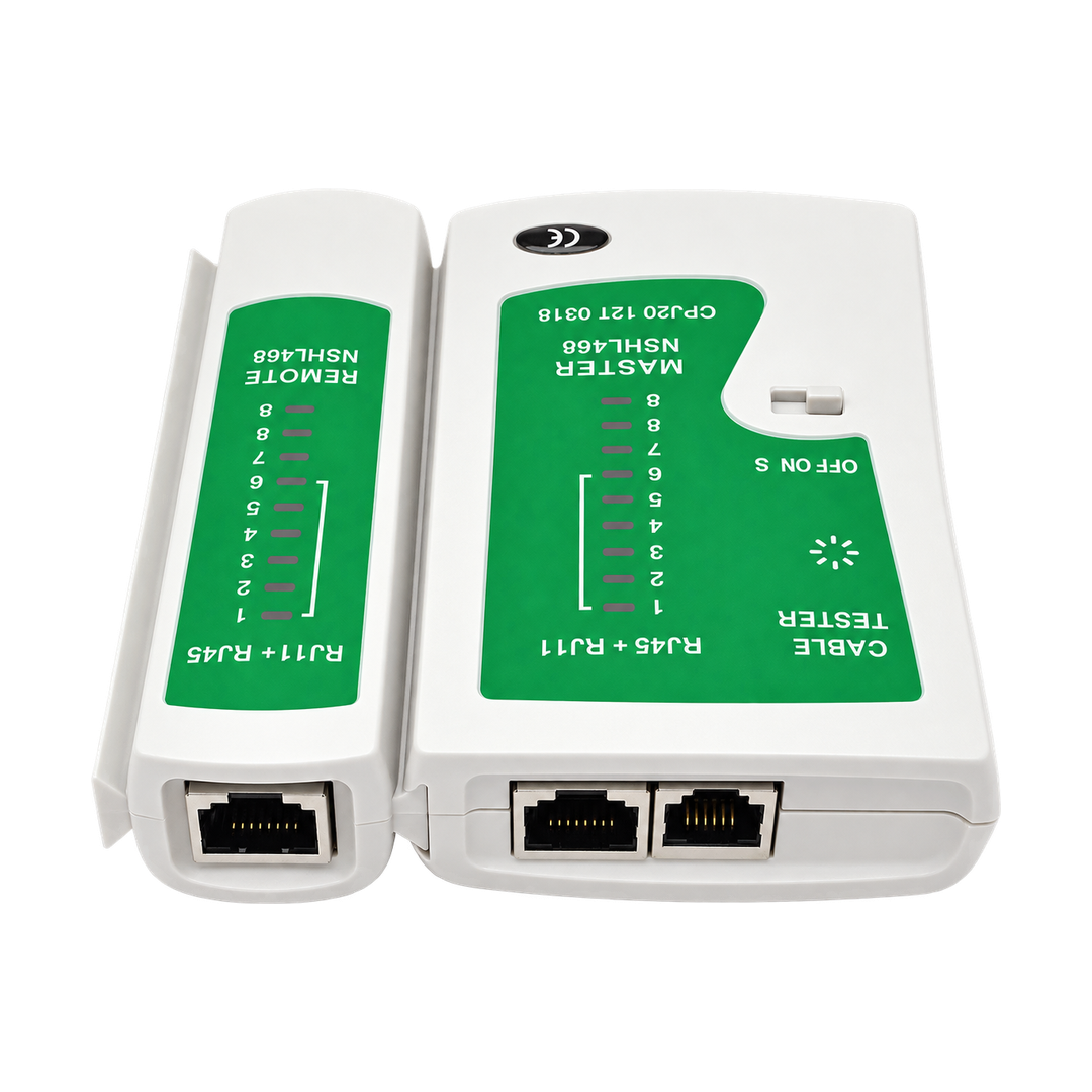 RJ45 and RJ11 Network Cable Tester with Remote Terminator — white product set 1