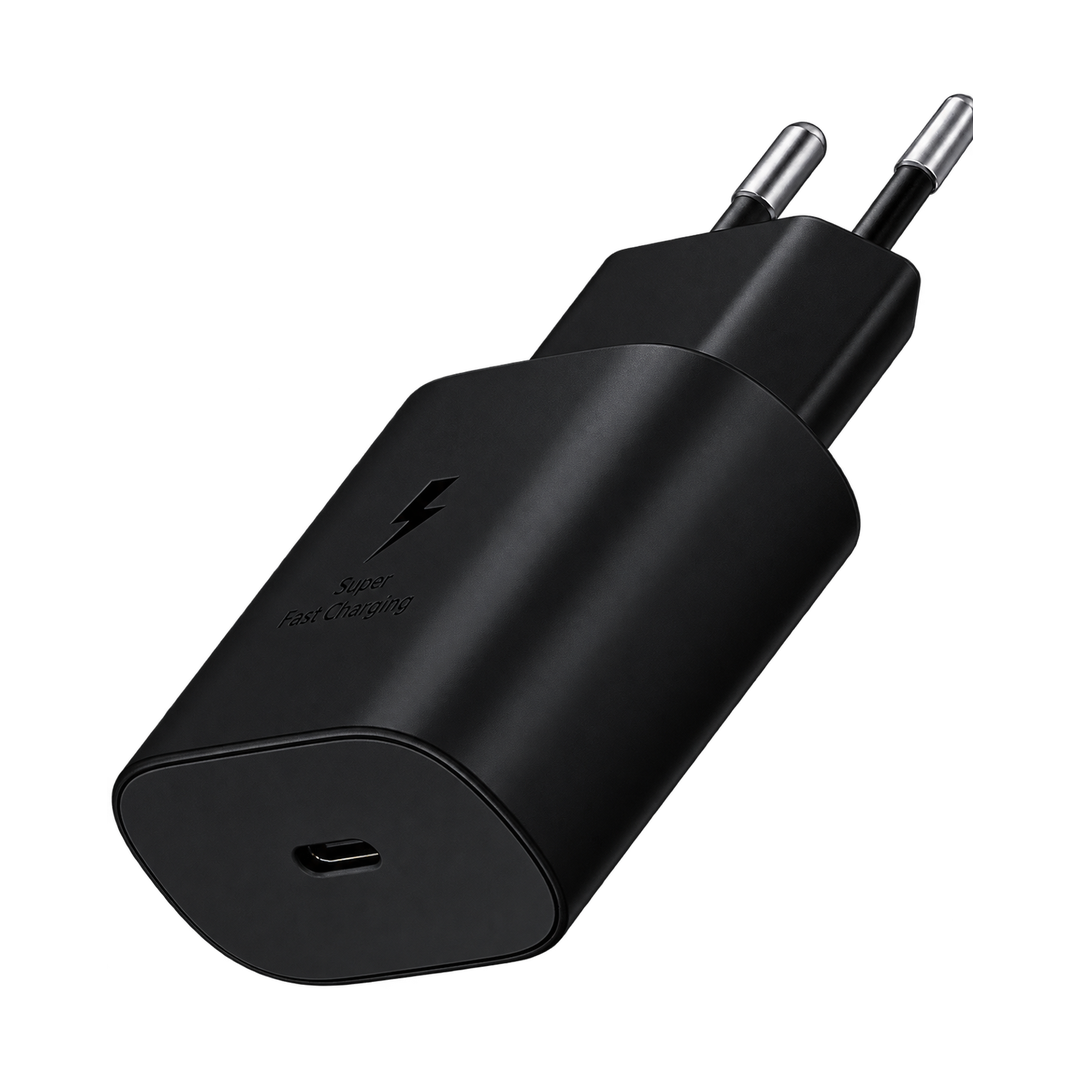Samsung 25W USB-C Power Adapter - Copy A — black front angle