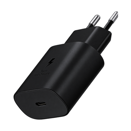 Samsung 25W USB-C Power Adapter - Copy A — black front angle