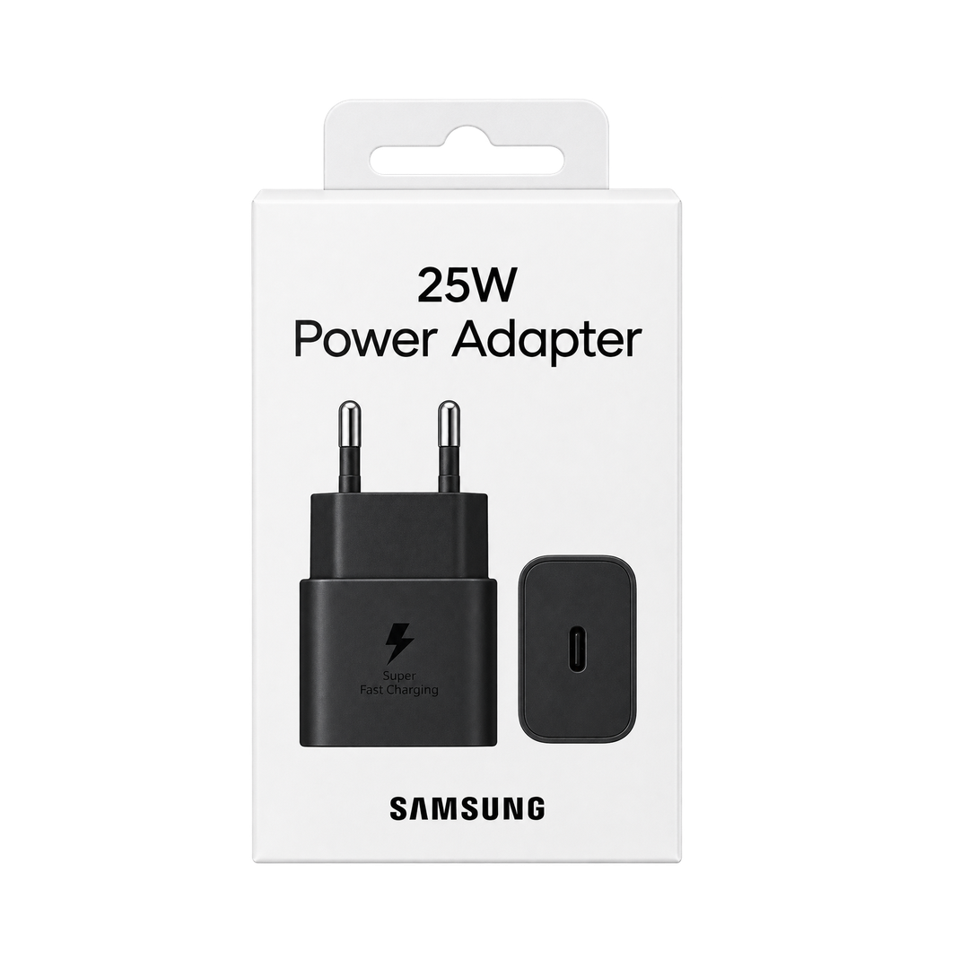 Samsung 25W USB-C Power Adapter - Copy A — black retail packaging