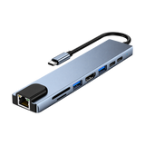 8-in-1 USB-C Hub with HDMI, Ethernet, SD and 87W Power Delivery — gray angled