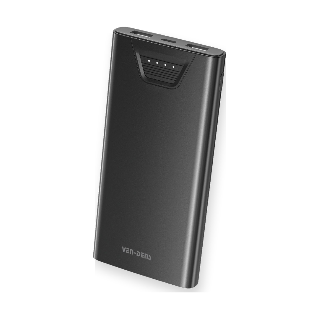 Ven-Dens VD-PB041 10000mAh Dual-USB Power Bank — upright angle