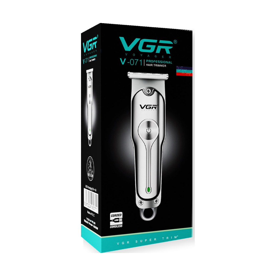 VGR V-071 Cordless Hair and Beard Trimmer - 120 Minutes, USB-C — box