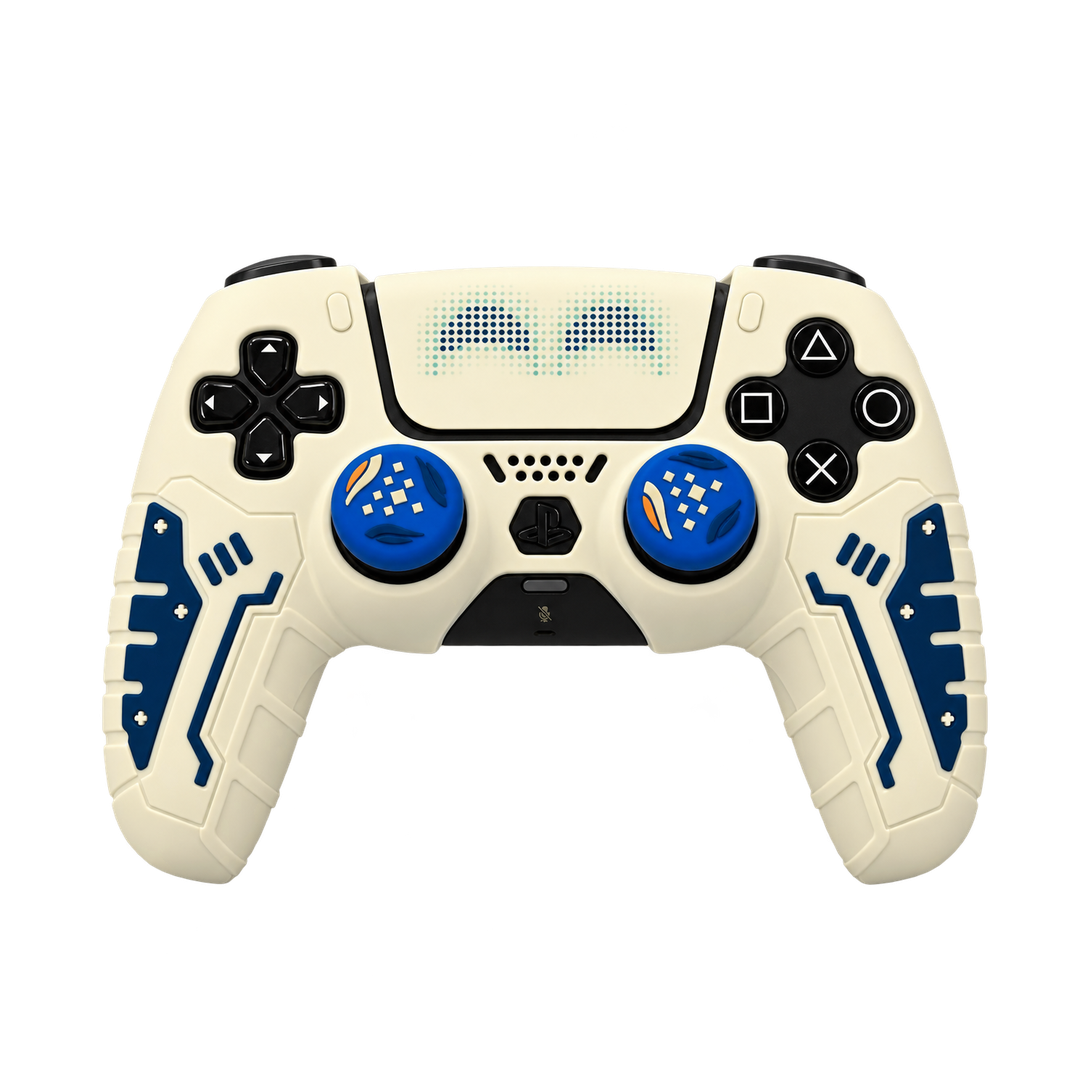 White and Blue Silicone Skin for PS5 DualSense Controller — 02