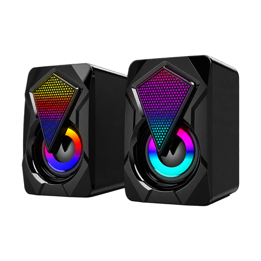 X2 RGB Desktop Speakers 2.0 with 3.5mm and USB Power — black front