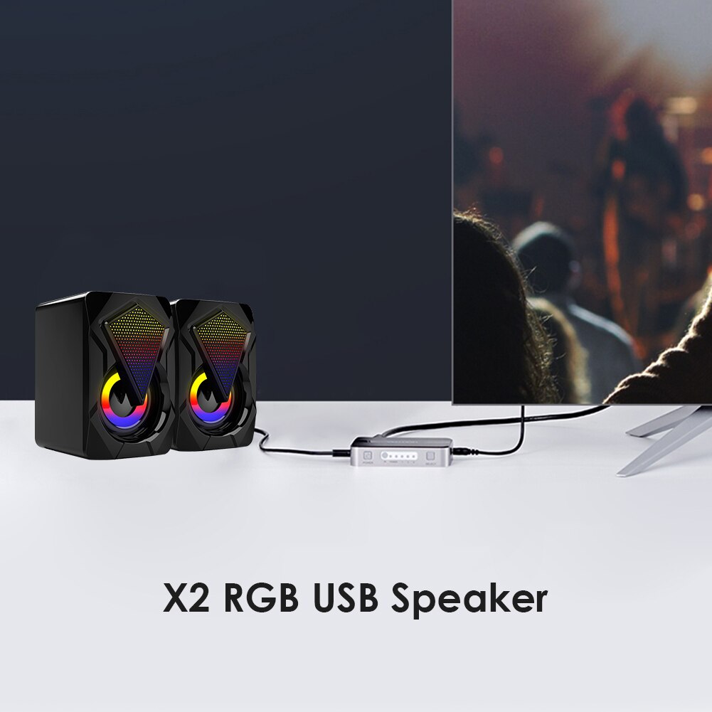 X2 RGB Desktop Speakers 2.0 with 3.5mm and USB Power — lifestyle
