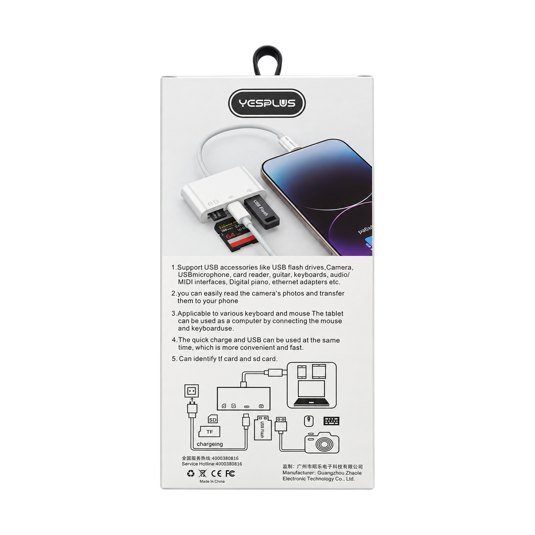 YESPLUS YS-1418 4-in-1 Lightning OTG Adapter for iPhone — 03