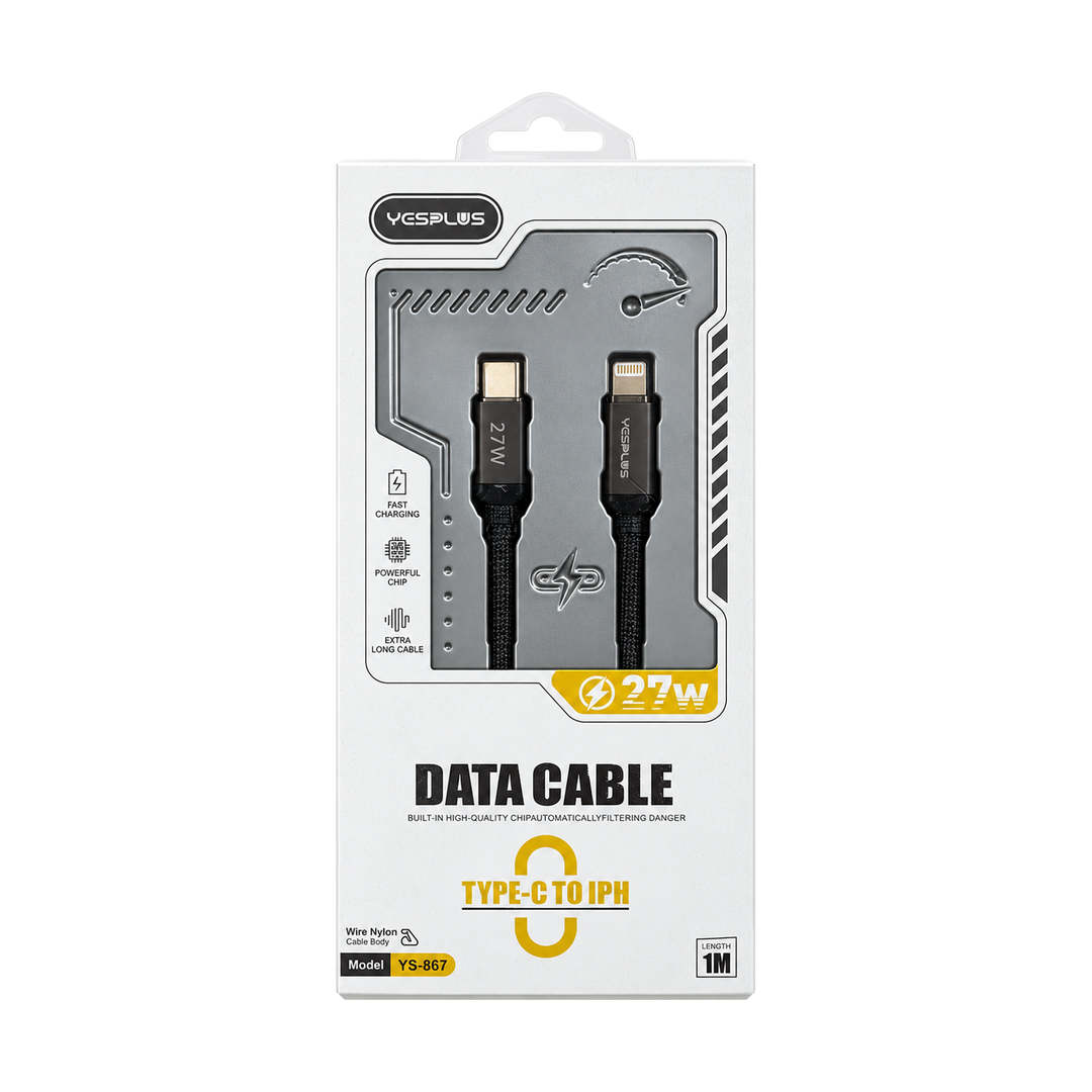 YESPLUS YS-867 27W USB-C to Lightning Cable 1m — 01