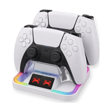YZC-504P RGB Dual Charging Station for PS5 Controllers — docked controllers