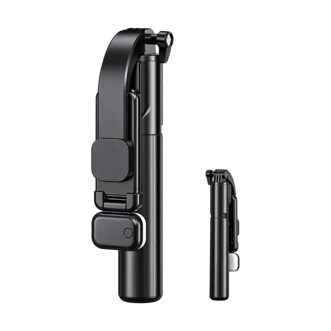 Z5s Selfie Stick Tripod with Bluetooth Remote — black folded