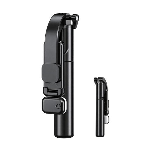 Z5s Selfie Stick Tripod with Bluetooth Remote — black folded